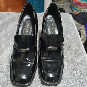 Via Spiga Shiny Black Slip-On Shoes